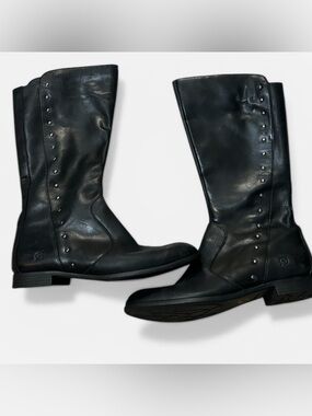 Born Women’s Size 9.5 Black Studded Leather Upper High Knee Zipper Casual Boots